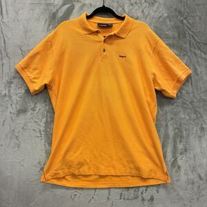 VINTAGE Patagonia Shirt Mens L Yellow Cotton Short Sleeve Polo Embroidered Golf